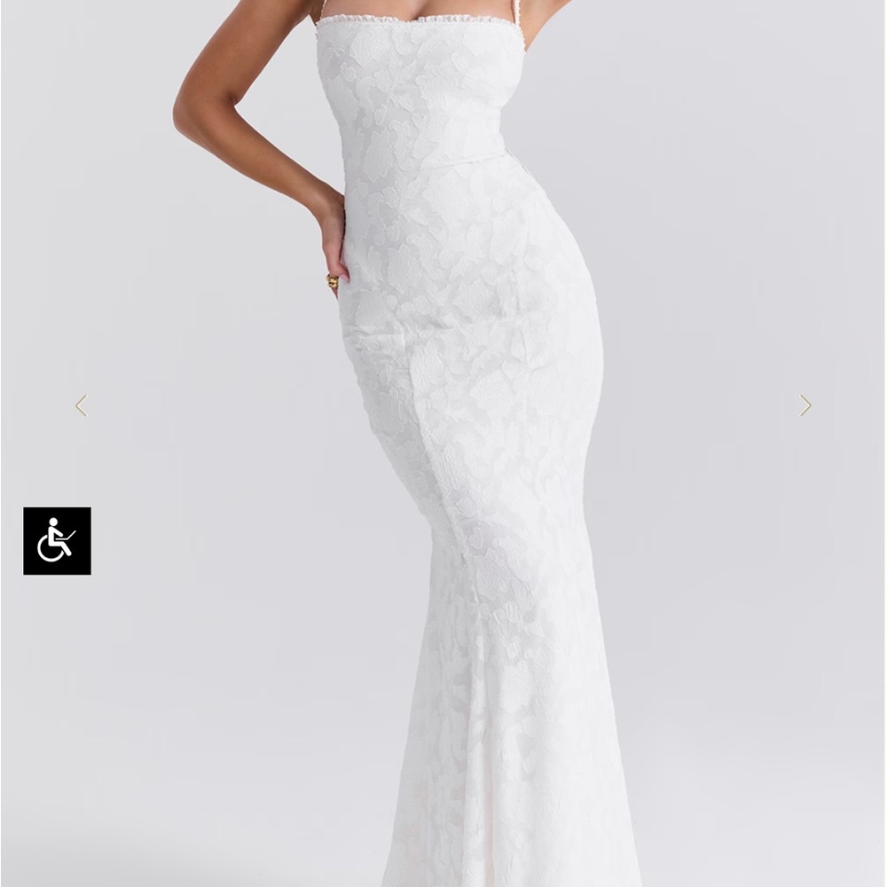 House of CB Joan Ivory Lace Up Back Maxi Dress